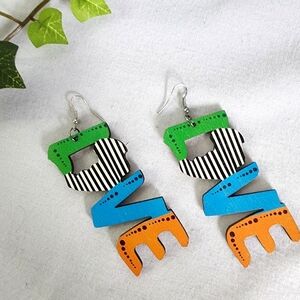 Colorful Wood LOVE Earrings
